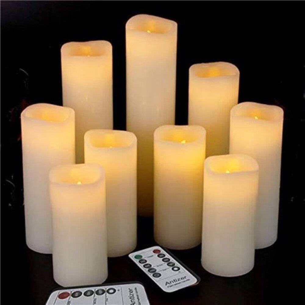 Flameless Candles Led Candles Pack of 9 (H 4" 5" 6" 7" 8" 9" x D 2.2") Real Wax